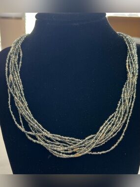 Silpada Retired multi strand grey Glass seedbead Silpada Necklace. 925